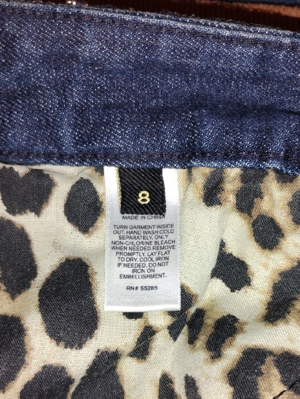 Express Dark Blue Denim Shorts with Gold Sequin Embellishment - Picture 2 of 8